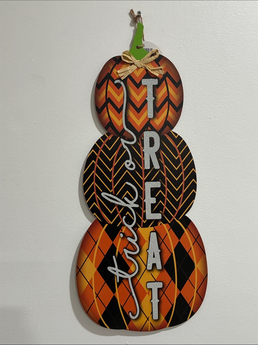 NWT- 24” Stunning- Triple Stacked Pumpkin "Trick or Treat" Wooden Decor Sign